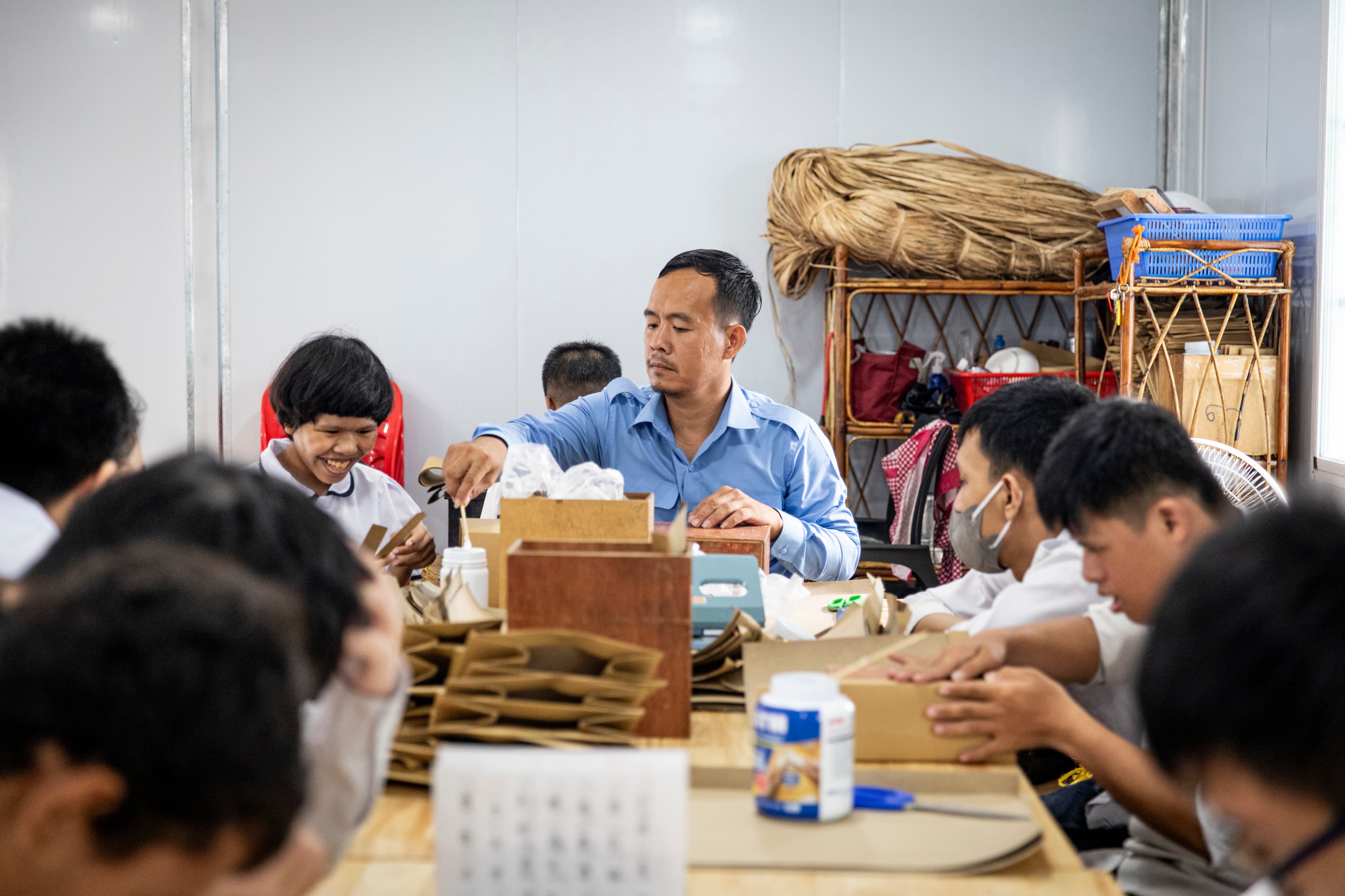 Students engaged in hands-on vocational training activities
